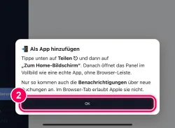 „OK“ tippen