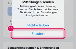 „Erlauben“ tippen