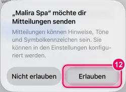 „Erlauben“ tippen