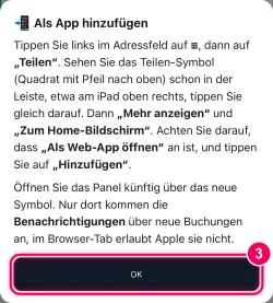„OK“ tippen