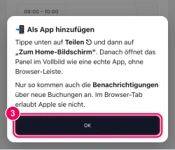 „OK“ tippen