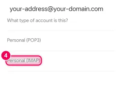 Choose 'Personal (IMAP)'