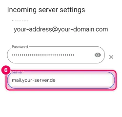 Change the server to 'mail.your-server.de'