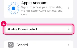 Open Settings, tap “Profile Downloaded” at the top