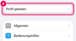 Einstellungen öffnen, oben „Profil geladen“ antippen