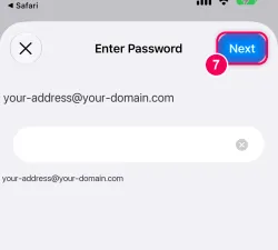 Enter the mailbox password, then “Next”