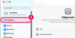 Systemeinstellungen öffnen, „Profil geladen“ anklicken