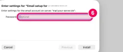 Enter your mailbox password, then click “Install”