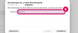 Postfach-Passwort eingeben, dann „Installieren“