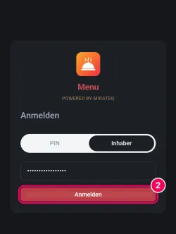 Passwort eingeben und anmelden