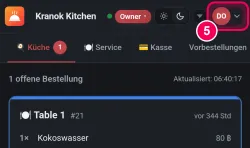 Ihren Namen oben rechts antippen
