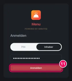 Passwort eingeben und anmelden