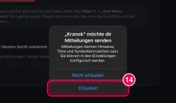 „Erlauben“ tippen