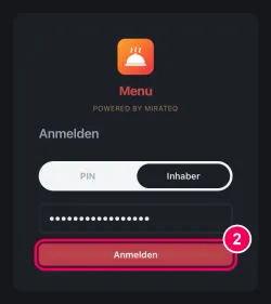 Passwort eingeben und anmelden