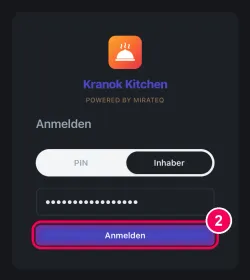 Passwort eingeben und anmelden
