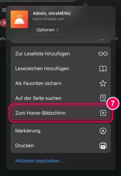 „Zum Home-Bildschirm“ tippen