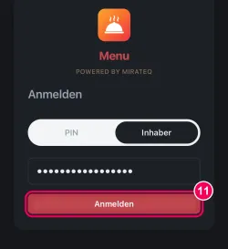 Passwort eingeben und anmelden