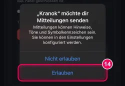 „Erlauben“ tippen