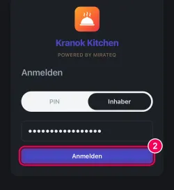 Passwort eingeben und anmelden