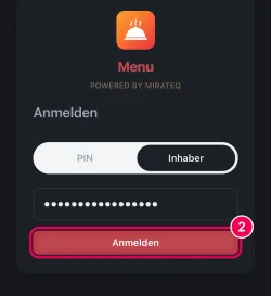 Passwort eingeben und anmelden