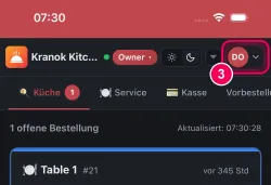 Ihren Namen oben rechts antippen