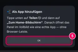„OK“ tippen