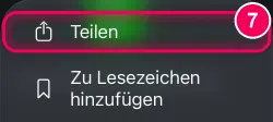 „Teilen“ tippen