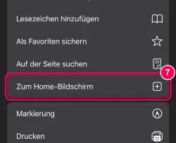 „Zum Home-Bildschirm“ tippen