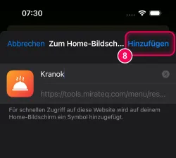 „Hinzufügen“ tippen