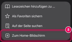 „Zum Home-Bildschirm“ tippen