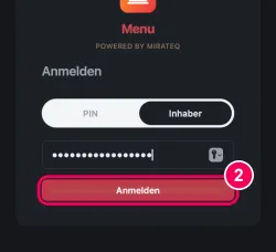 Passwort eingeben und anmelden