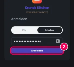 Passwort eingeben und anmelden