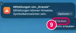„Optionen“ und dann „Erlauben“